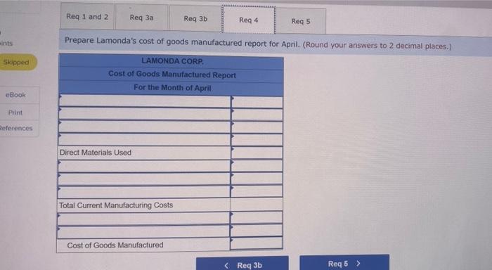Lamonda Corp Uses A Job Order Cost System On April 1 The Accounts Had Balances As Shown In The T Accounts Below The 6