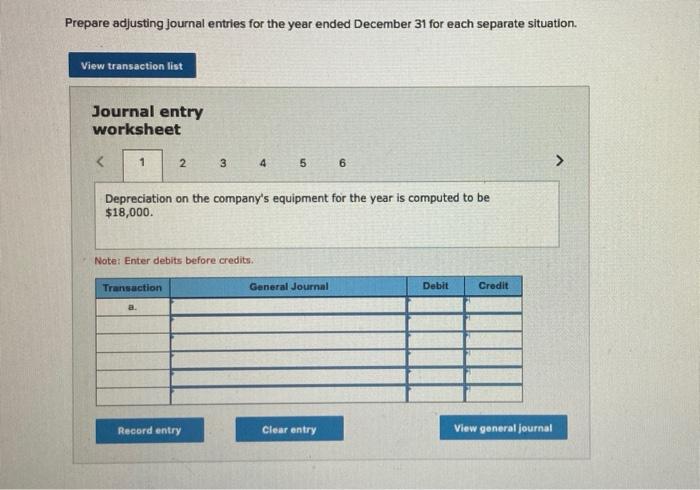 A Depreciation On The Company S Equipment For The Year Is Computed To Be 18 000 B The Prepaid Insurance Account Had 2