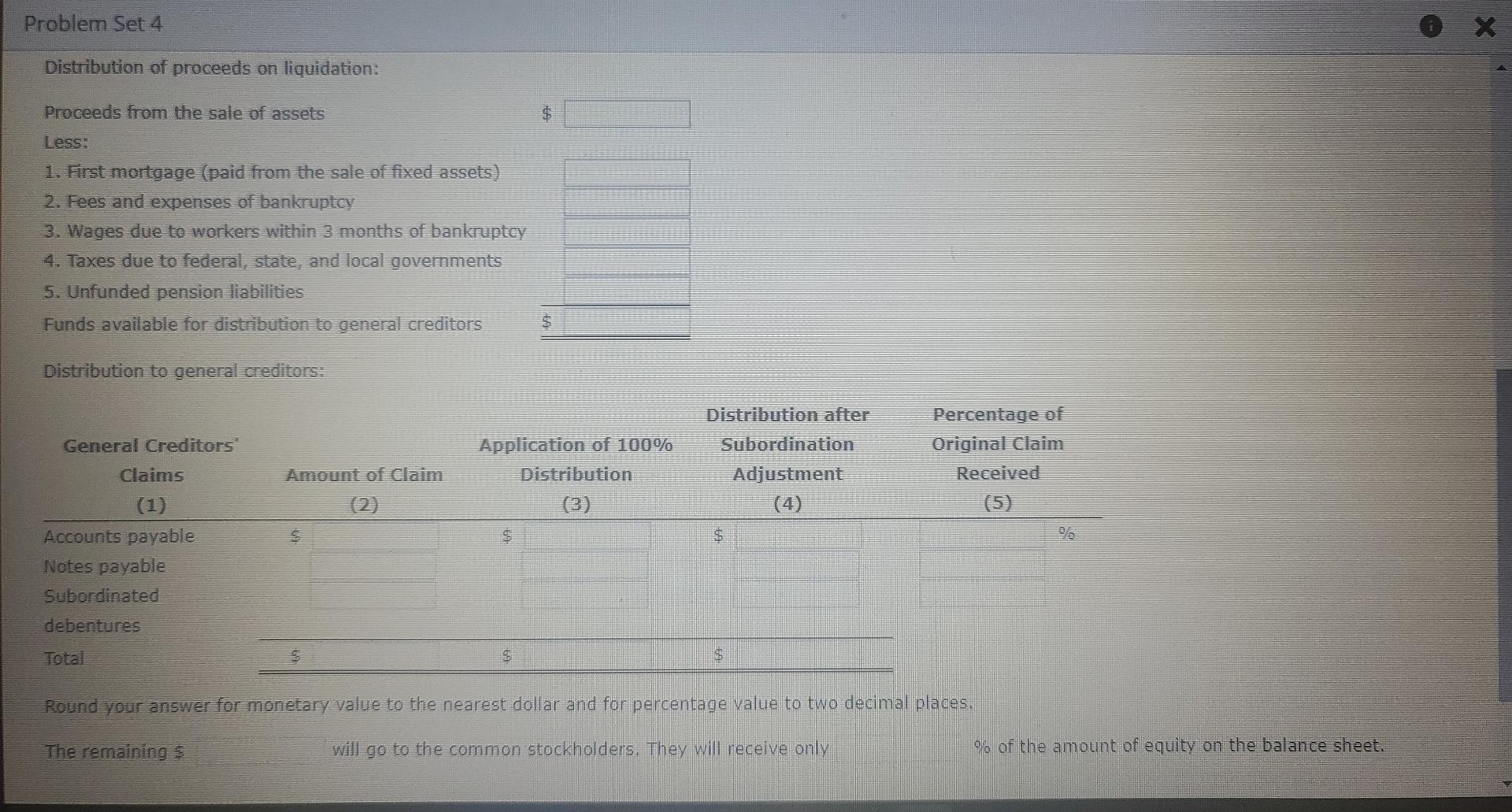 Liquidation Southwestern Wear Inc Has The Following Balance Sheet 1 875 000 Accounts Payable 1 875 000 Notes Payable 2
