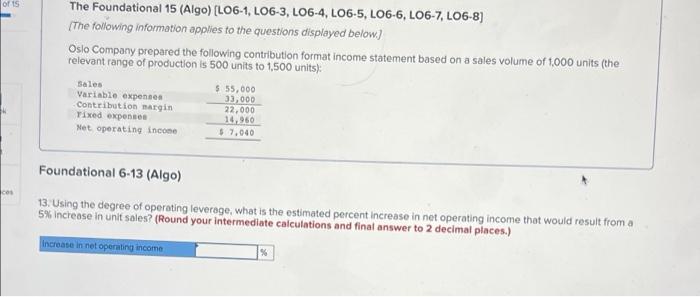 Of 15 Cos The Foundational 15 Algo Lo6 1 Lo6 3 Lo6 4 Lo6 5 Lo6 6 Lo6 7 Lo6 8 The Following Information Applie 1