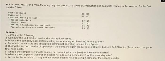 Tami S Creations Incorporated Income Statement For The Quarter Ended March 31 Sales 28 000 Units Variable Expenses 3