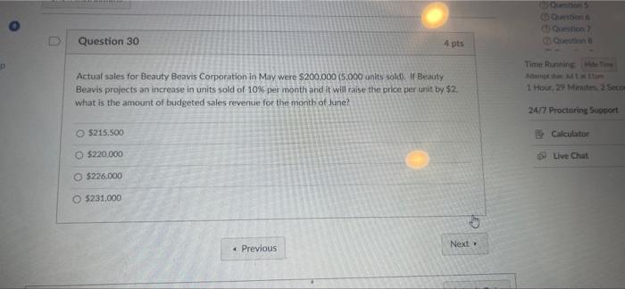 P Question 30 Actual Sales For Beauty Beavis Corporation In May Were 200 000 5 000 Units Sold If Beauty Beavis Proje 1