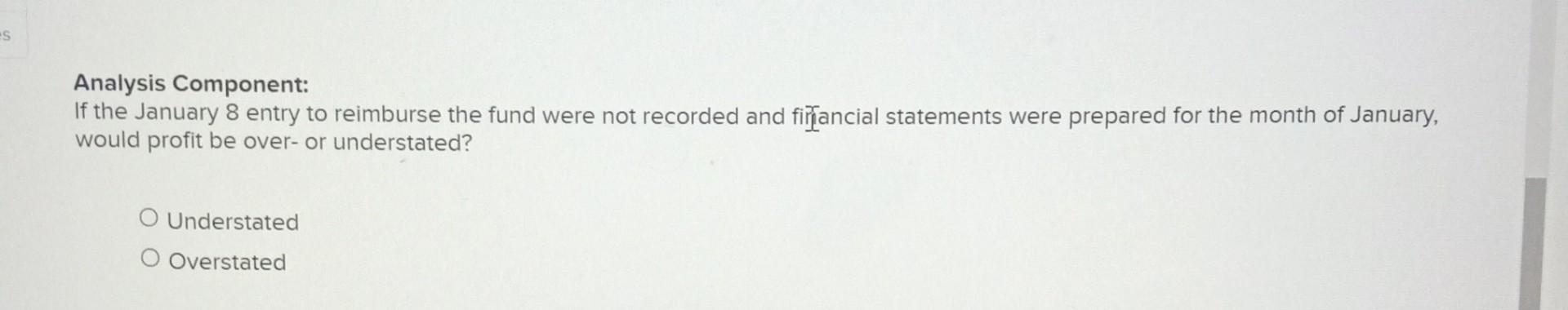 Cameron Co Established A 152 Petty Cash Fund On January 1 2020 One Week Later On January 8 The Fund Contained 29 5