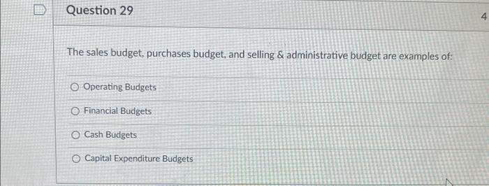 Question 26 Which Of The Following Is Not A Benefit Of Budgeting O Allowing Managers To Build In Some Budgetary Slack O 4