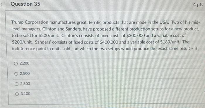D Question 32 The Contribution Margin Per Unit Is O The Amount Of After Tax Income That Is Available To Cover An Entity 3