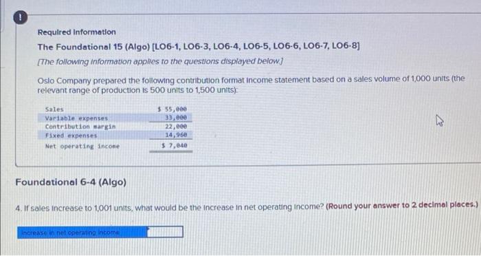 Required Information The Foundational 15 Algo Lo6 1 Lo6 3 Lo6 4 Lo6 5 Lo6 6 Lo6 7 Lo6 8 The Following Informa 1