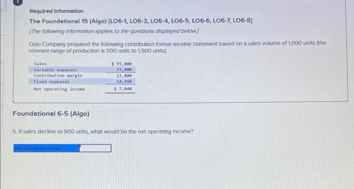 Required Information The Foundational 15 Algo Lo6 1 Lo6 3 Lo6 4 Lo6 5 Lo6 6 Lo6 7 Lo6 8 The Following Informa 2