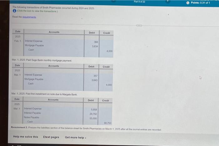 The Following Transactions Of Smith Pharmacies Occured During 2024 2025 Rement 1 Jumate The Transactions In The Smith P 9
