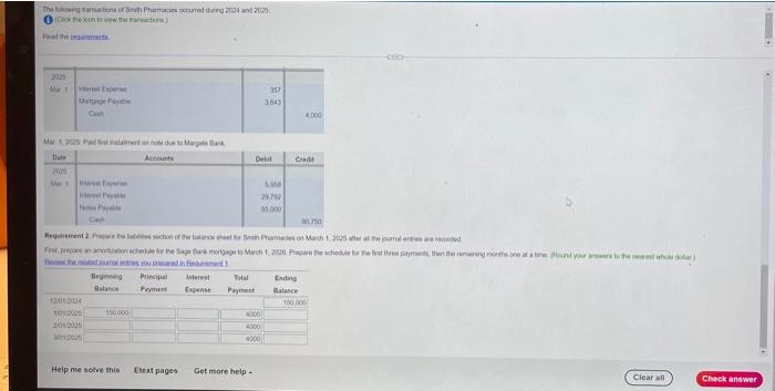 The Following Transactions Of Smith Pharmacies Occured During 2024 2025 Rement 1 Jumate The Transactions In The Smith P 10