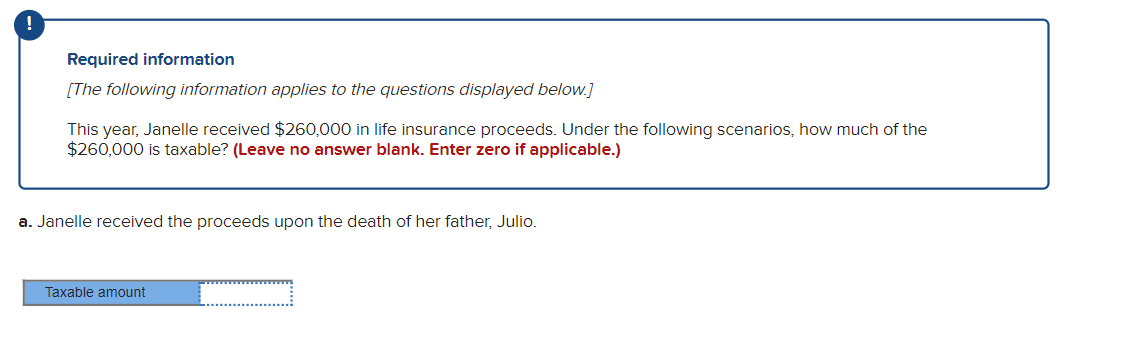 Required Information The Following Information Applies To The Questions Displayed Below This Year Janelle Received 1