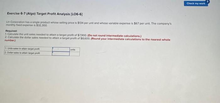 Exercise 6 1 Algo The Effect Of Changes In Sales Volume On Net Operating Income Lo6 1 Whirly Corporation S Contribut 6
