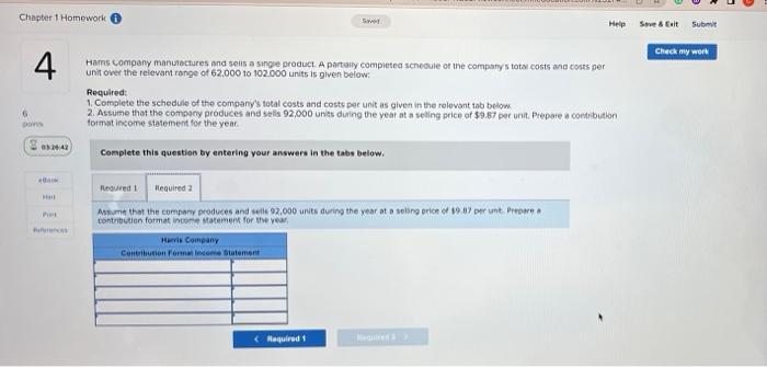 4 6 Points 2022650 Took Hint Print References Harris Company Manufactures And Seus A Single Product A Partially Complet 2