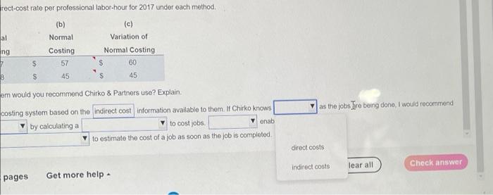Compute The Direct Cost Rate And The Indirect Cost Rate Per Professional Labor Hour For 2017 Under Each Method C Vari 4