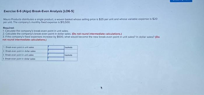 Exercise 6 4 Algo Computing And Using The Cm Ratio Lo6 3 Last Month When Holiday Creations Incorporated Sold 35 00 4