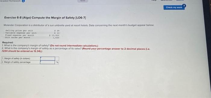 Exercise 6 4 Algo Computing And Using The Cm Ratio Lo6 3 Last Month When Holiday Creations Incorporated Sold 35 00 6