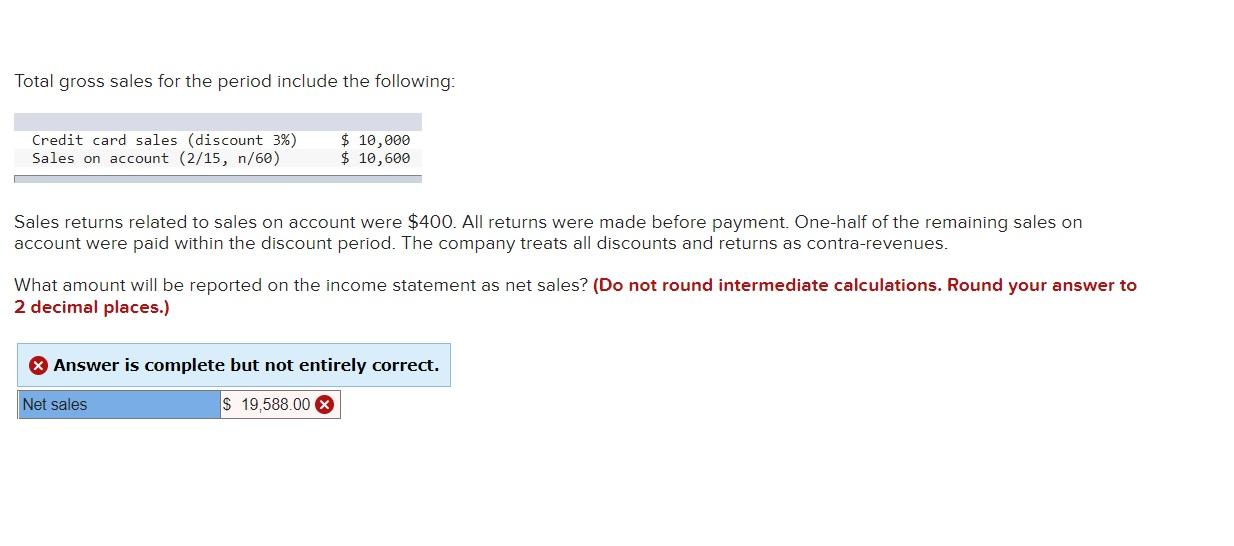 Total Gross Sales For The Period Include The Following Credit Card Sales Discount 3 Sales On Account 2 15 N 60 1