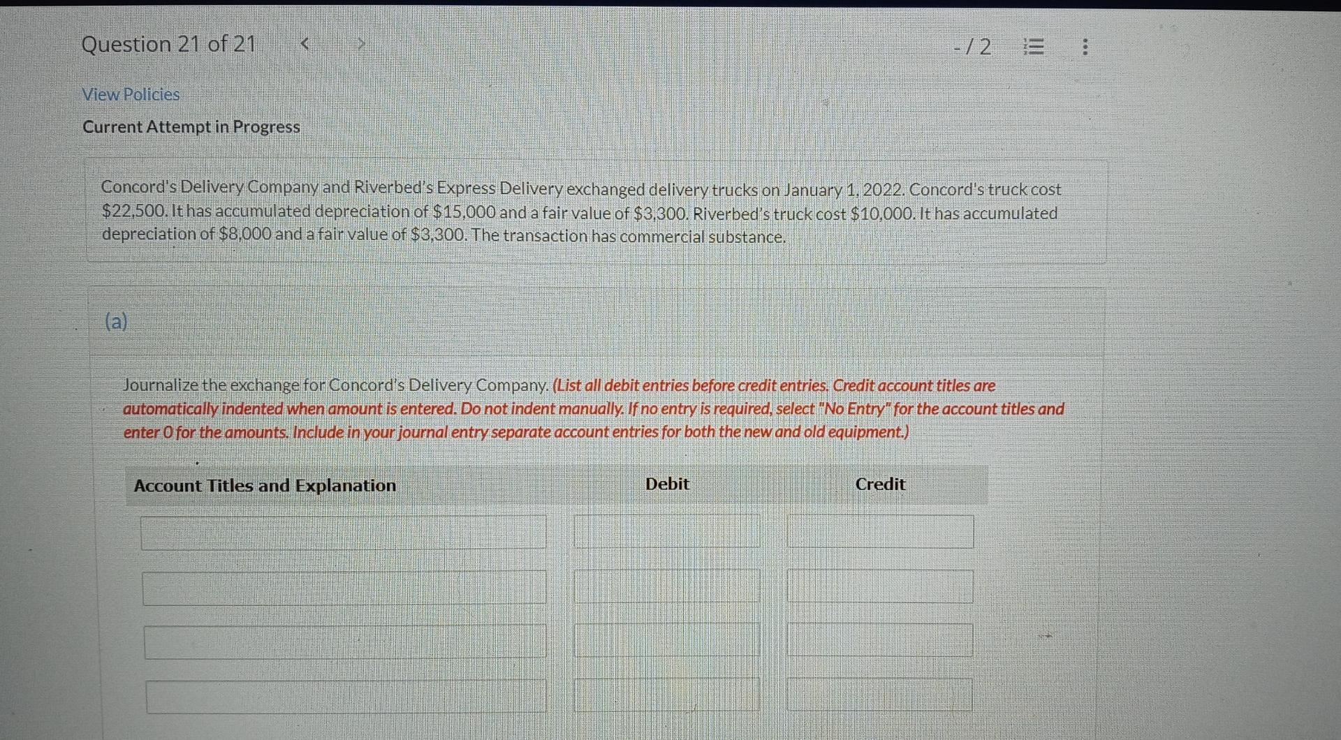 Question 21 Of 21 2 View Policies Current Attempt In Progress Concord S Delivery Company And Riverbed S Expre 1