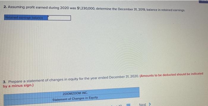 The December 31 2020 Equity Section Of Zoomzoom Inc S Balance Sheet Appears Below Zoomzoom Inc Equity Section Of Th 3