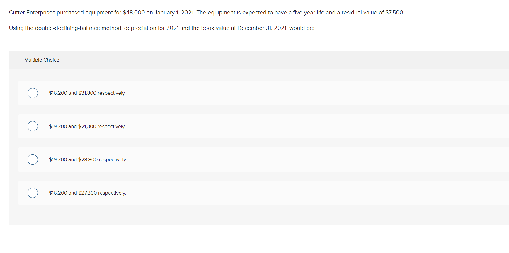 Cutter Enterprises Purchased Equipment For 48 000 On January 1 2021 The Equipment Is Expected To Have A Five Year Lif 1