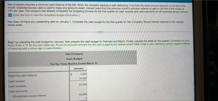 His Company Requires A Minimum Cash Balance Of 4 000 When The Company Expects A Cash Deficiencyborows The Exact Amount 3