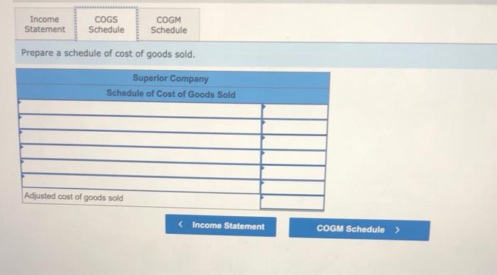 Superior Company Provided The Following Data For The Year Ended December 31 All Raw Materials Are Used In Production As 3