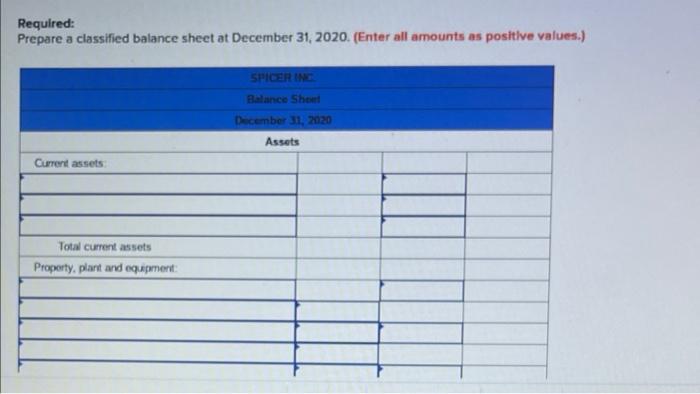 Spicer Inc Showed The Following Alphabetized List Of Adjusted Account Balances At December 31 2020 Assume That The Pr 2