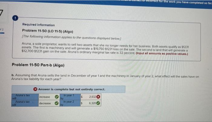 Orrect For The Work You Have Completed So For O 2 Required Information Problem 11 50 Lo 11 5 Algo The Following Inf 1