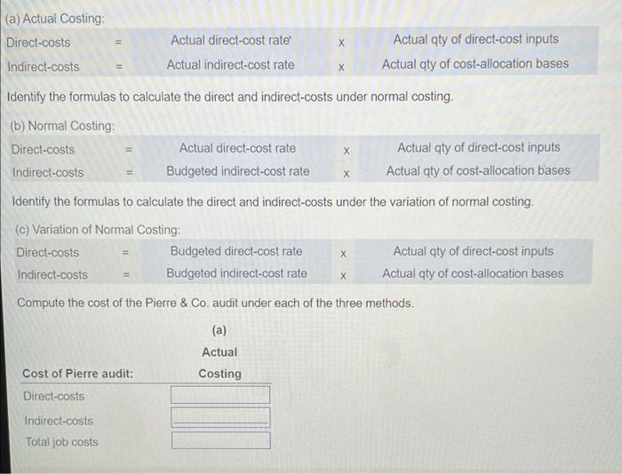 Begin By Identifying The Formulas To Calculate The Direct And Indirect Costd Under Actual Costing 4 Actual Costing Di 4