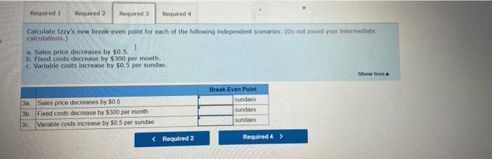 Pe6 7 I 1 Dok Nt Ences Izzy Ice Cream Has The Following Price And Cost Information Price Per 2 Scoop Sundae Variable Co 4