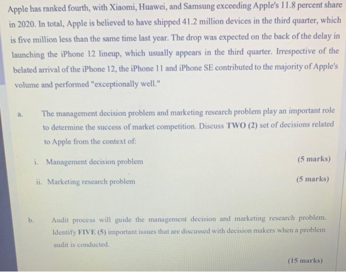 Apple Has Ranked Fourth With Xiaomi Huawei And Samsung Exceeding Apple S 11 8 Percent Share In 2020 In Total Apple 2