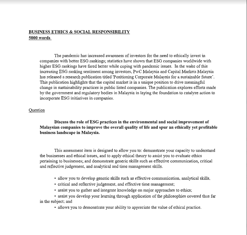 Business Ethics Social Responsibility 5000 Words The Pandemic Has Increased Awareness Of Investors For The Need To Eth 1