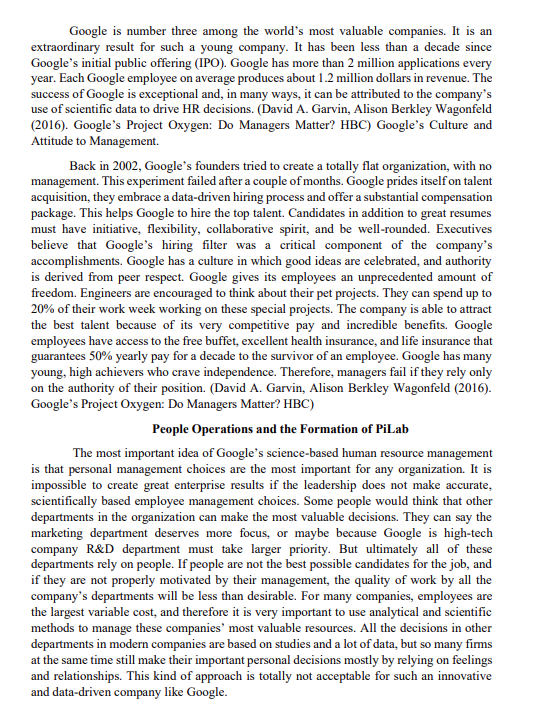 Section A Case Study Google S Project Oxygen Do Managers Matter Executive Summary The Paper Presents The Analysis Of 2