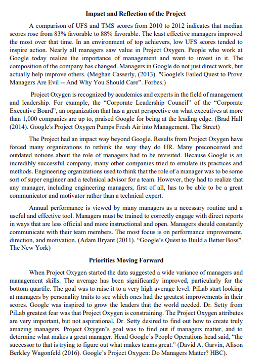 Section A Case Study Google S Project Oxygen Do Managers Matter Executive Summary The Paper Presents The Analysis Of 6