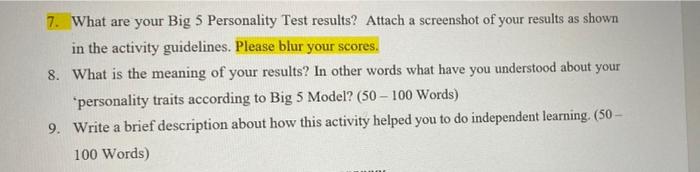Self Reflection Report 1 What Is Your Understanding About Personality 50 100 Words 2 What Are The Factors That Ca 3