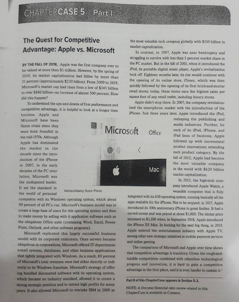 Chaptercase 5 Part I The Quest For Competitive Advantage Apple Vs Microsoft By The Fall Of 2018 Apple Was The First C 1