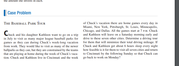 The Amount She Invests In Each Case Problem The Baseball Park Tour Of Chuck S Vacation There Are Home Games Every Day I 1