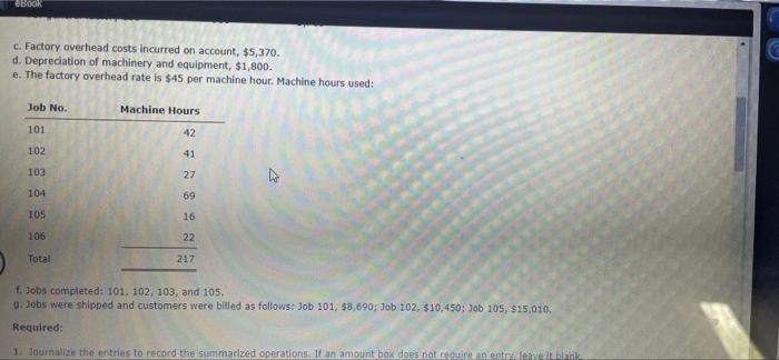 Entries And Schedules For Unfinished Jobs And Completed Jobs Hildreth Company Uses A Job Order Cost System The Followin 2