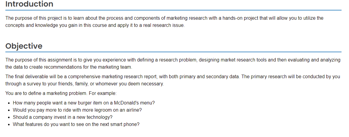 Introduction The Purpose Of This Project Is To Learn About The Process And Components Of Marketing Research With A Hands 1