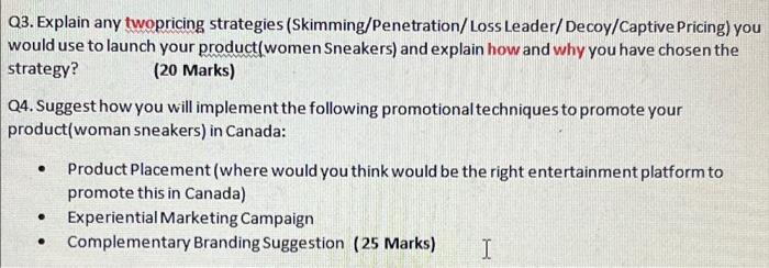 Q3 Explain Any Twopricing Strategies Skimming Penetration Loss Leader Decoy Captive Pricing You Would Use To Launch 1