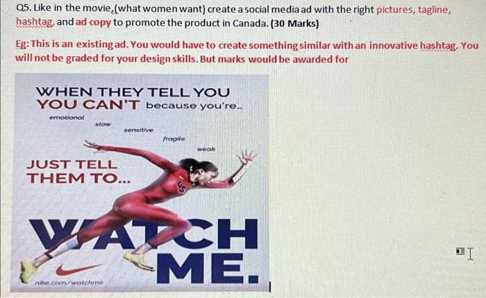 Q5 Like In The Movie What Women Want Create A Social Media Ad With The Right Pictures Tagline Hashtag And Ad Copy 1
