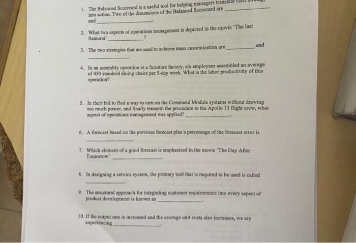 1 The Balanced Scorecard Is A Useful Tool For Helping Managers Translate Tell U Into Action Two Of The Dimensions Of T 1