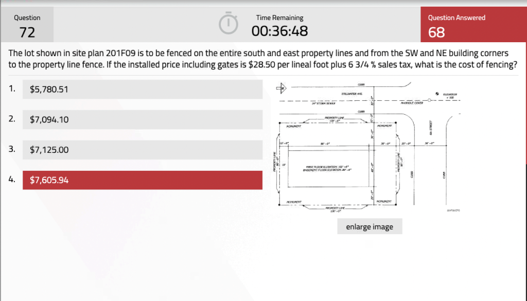 Question 72 1 5 780 51 The Lot Shown In Site Plan 201f09 Is To Be Fenced On The Entire South And East Property Lines A 1