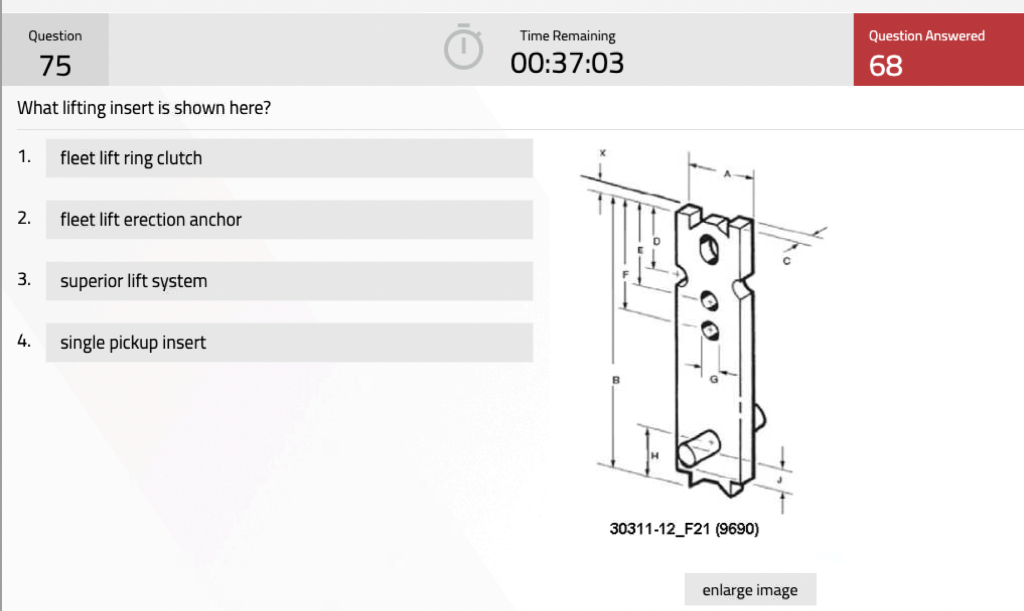 Question 75 What Lifting Insert Is Shown Here 1 2 3 4 Fleet Lift Ring Clutch Fleet Lift Erection Anchor Superior Li 1