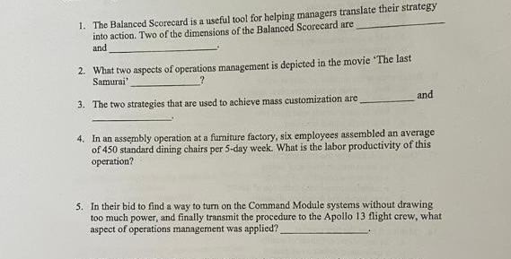 1 The Balanced Scorecard Is A Useful Tool For Helping Managers Translate Their Strategy Into Action Two Of The Dimensi 1
