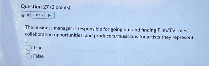 Question 25 3 Points Listen Performance Pays 10 000 Travel 2200 Room S 1100 Stage Props 2500 Food 600 Based 3