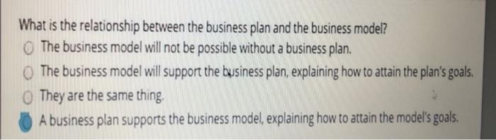 What Is The Relationship Between The Business Plan And The Business Model The Business Model Will Not Be Possible Witho 1