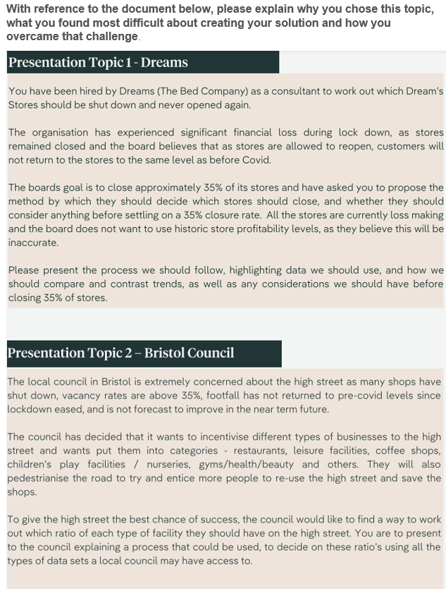 With Reference To The Document Below Please Explain Why You Chose This Topic What You Found Most Difficult About Creat 1