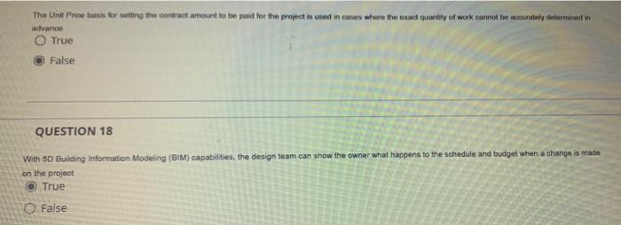 The Unit Price Basis For Setting The Contract Amount To Be Paid For The Project Is Used In Cases Where The Exact Quantit 1