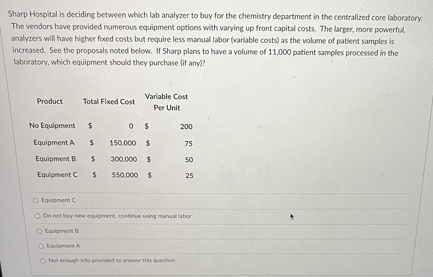Sharp Hospital Is Deciding Between Which Lab Analyzer To Buy For The Chemistry Department In The Centralized Core Labora 1