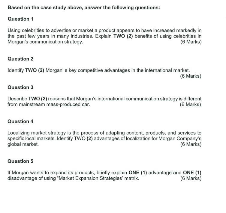 Based On The Case Study Above Answer The Following Questions Question 1 Using Celebrities To Advertise Or Market A Pro 1